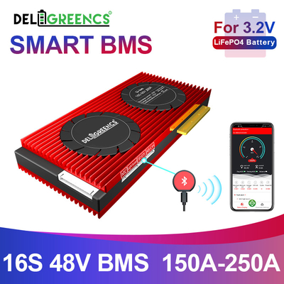 Deligreen Smart Bms Lifepo4 Battery 16S 48v 150-250A With UART BT 485 CAN Function For RV Outdoor Storage